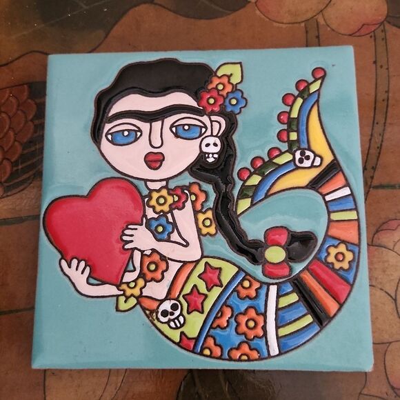 Day of the Dead Mermaid Tile - Picture 1 of 6